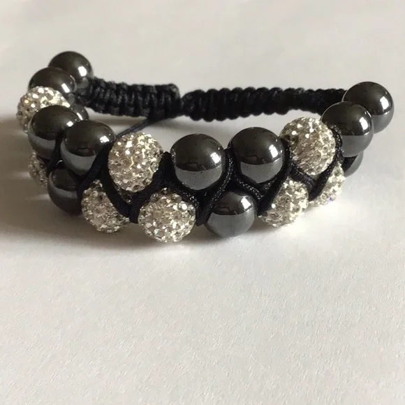 Double Row Rhinestone Beaded Bracelet - Picture 2 of 8